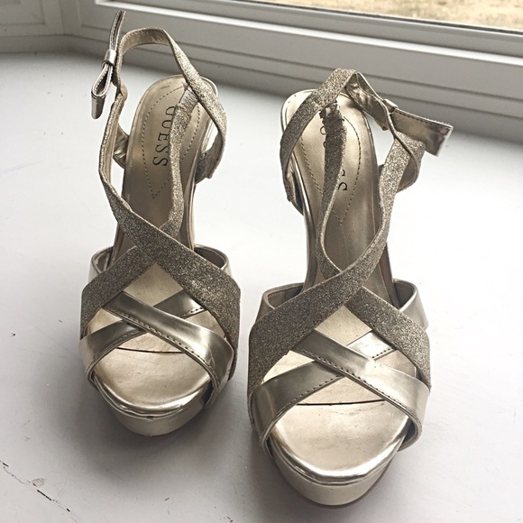 Guess Golden Sparkle Heels - Picture 2 of 9